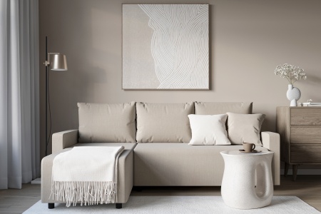 Диван угловой еврокнижка Мидгард бежевый