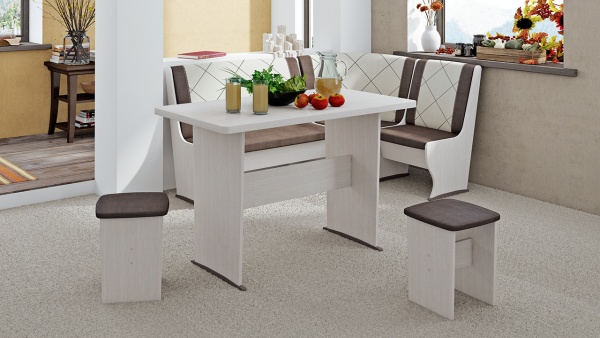 Кухонный уголок «Челси Т2» Дуб Белфорт/Лен коричневый + Лен бежевый