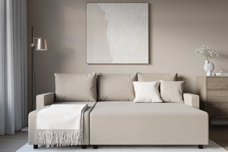 Диван угловой еврокнижка Мидгард бежевый