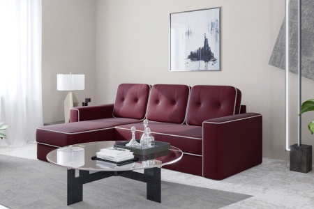 Диван угловой дельфин Берген бордовый