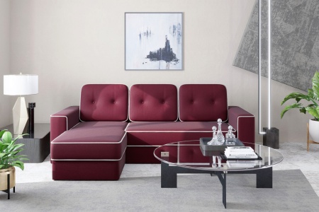 Диван угловой дельфин Берген бордовый